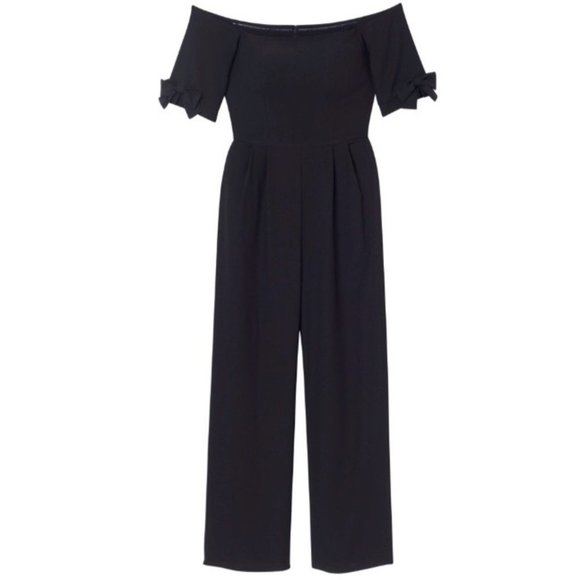 Gal Meets Glam Meredith Off-the-Shoulder Wide Leg Jumpsuit in black - Picture 7 of 14